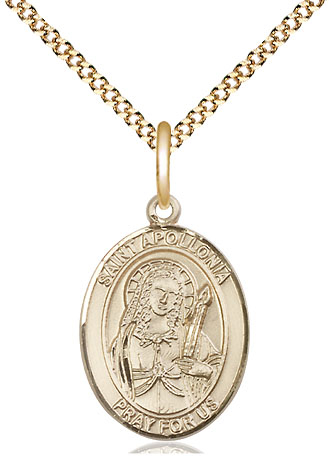 14kt Gold Filled Saint Apollonia Pendant on a 18 inch Gold Plate Light Curb chain