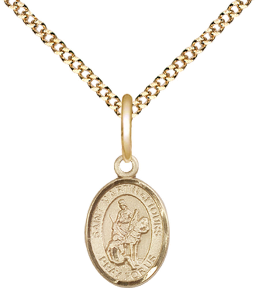 14kt Gold Filled Saint Martin of Tours Pendant on a 18 inch Gold Plate Light Curb chain
