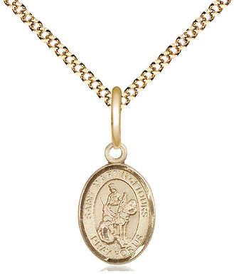 14kt Gold Filled Saint Martin of Tours Pendant on a 18 inch Gold Plate Light Curb chain