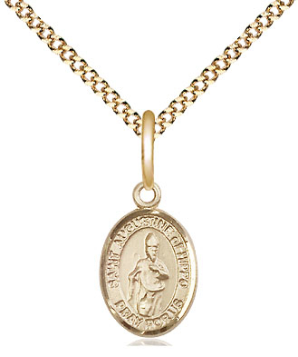 14kt Gold Filled Saint Augustine of Hippo Pendant on a 18 inch Gold Plate Light Curb chain