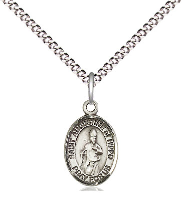 Sterling Silver Saint Augustine of Hippo Pendant on a 18 inch Light Rhodium Light Curb chain