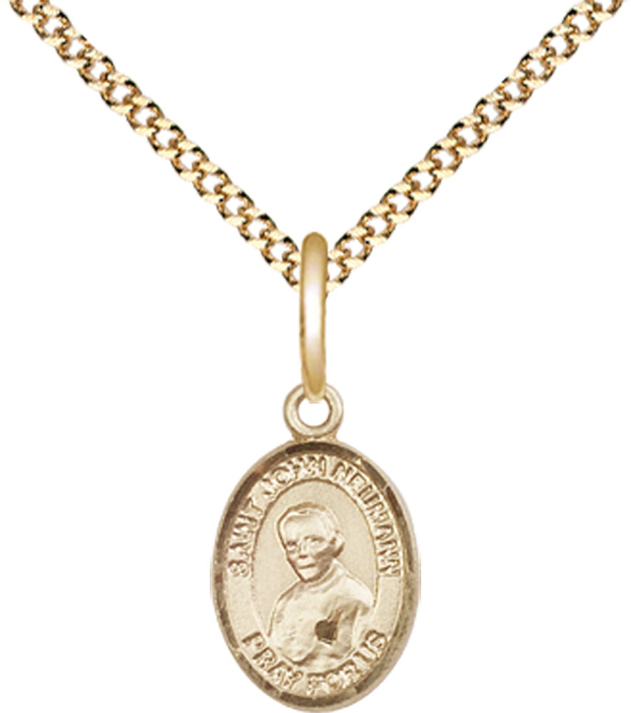 14kt Gold Filled Saint John Neumann Pendant on a 18 inch Gold Plate Light Curb chain