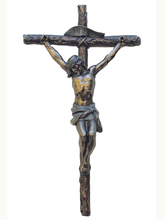 Crucifix Lightly Painted Bronze 16&quot;