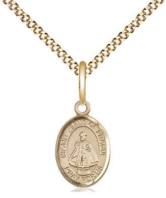 14kt Gold Filled Infant of Prague Pendant on a 18 inch Gold Plate Light Curb chain