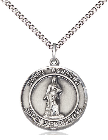 Sterling Silver Santa Barbara Pendant on a 18 inch Light Rhodium Light Curb chain