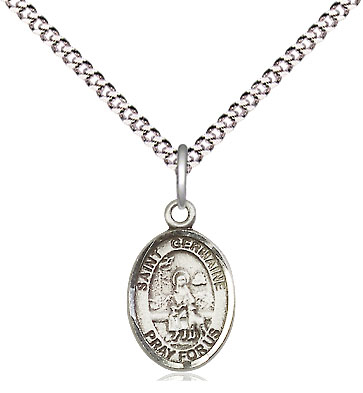 Sterling Silver Saint Germaine Cousin Pendant on a 18 inch Light Rhodium Light Curb chain
