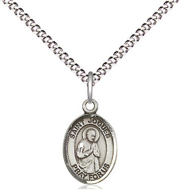 Sterling Silver Saint Isaac Jogues Pendant on a 18 inch Light Rhodium Light Curb chain