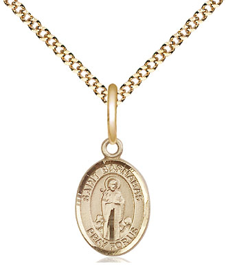 14kt Gold Filled Saint Barnabas Pendant on a 18 inch Gold Plate Light Curb chain