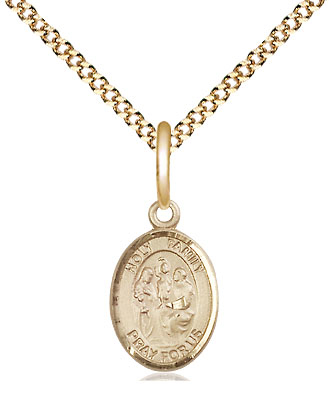 14kt Gold Filled Holy Family Pendant on a 18 inch Gold Plate Light Curb chain