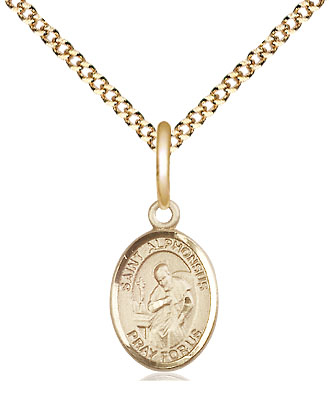 14kt Gold Filled Saint Alphonsus Pendant on a 18 inch Gold Plate Light Curb chain