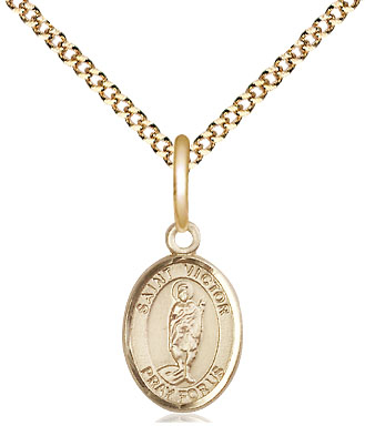 14kt Gold Filled Saint Victor of Marseilles Pendant on a 18 inch Gold Plate Light Curb chain