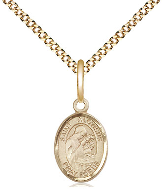 14kt Gold Filled Saint Aloysius Gonzaga Pendant on a 18 inch Gold Plate Light Curb chain