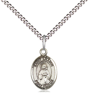 Sterling Silver Saint Lillian Pendant on a 18 inch Light Rhodium Light Curb chain