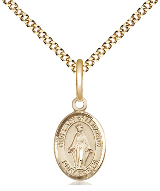 14kt Gold Filled Our Lady of Lebanon Pendant on a 18 inch Gold Plate Light Curb chain