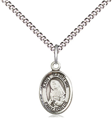 Sterling Silver Saint Madeline Sophie Barat Pendant on a 18 inch Light Rhodium Light Curb chain