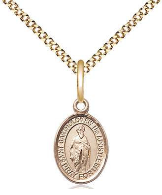 14kt Gold Filled Saint Bartholomew the Apostle Pendant on a 18 inch Gold Plate Light Curb chain