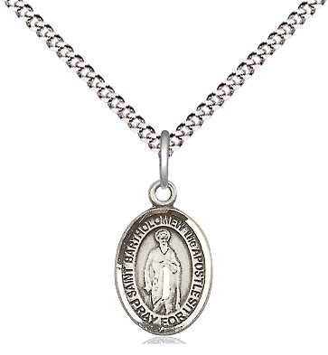 Sterling Silver Saint Bartholomew the Apostle Pendant on a 18 inch Light Rhodium Light Curb chain