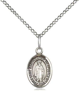 Sterling Silver Saint Bartholomew the Apostle Pendant on a 18 inch Sterling Silver Light Curb chain