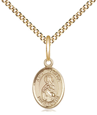 14kt Gold Filled Saint Matilda Pendant on a 18 inch Gold Plate Light Curb chain