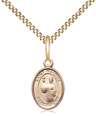 14kt Gold Filled Saint Maurus Pendant on a 18 inch Gold Plate Light Curb chain