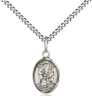 Sterling Silver Saint Zita Pendant on a 18 inch Light Rhodium Light Curb chain