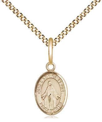 14kt Gold Filled Our Lady of Peace Pendant on a 18 inch Gold Plate Light Curb chain