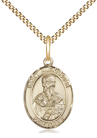 14kt Gold Filled Saint Alexander Sauli Pendant on a 18 inch Gold Plate Light Curb chain