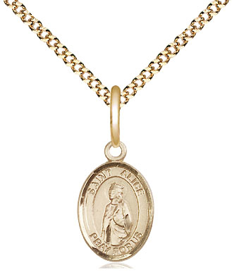 14kt Gold Filled Saint Alice Pendant on a 18 inch Gold Plate Light Curb chain