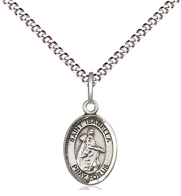 Sterling Silver Saint Isabella of Portugal Pendant on a 18 inch Light Rhodium Light Curb chain