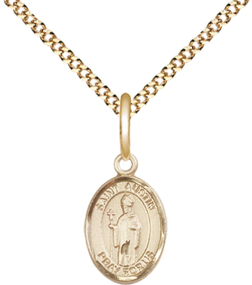14kt Gold Filled Saint Austin Pendant on a 18 inch Gold Plate Light Curb chain