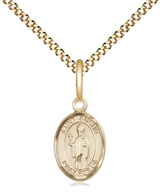 14kt Gold Filled Saint Austin Pendant on a 18 inch Gold Plate Light Curb chain