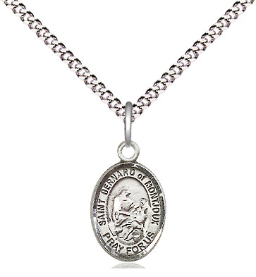 Sterling Silver Saint Bernard of Montjoux Pendant on a 18 inch Light Rhodium Light Curb chain