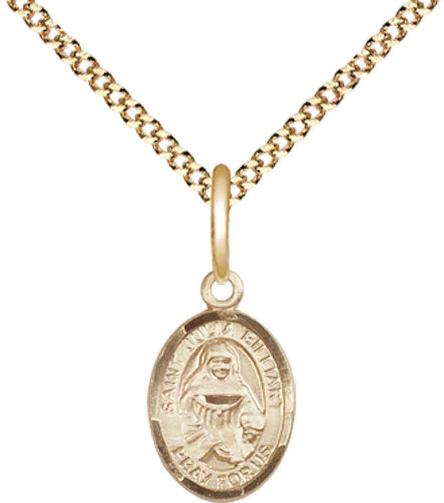 14kt Gold Filled Saint Julia Billiart Pendant on a 18 inch Gold Plate Light Curb chain