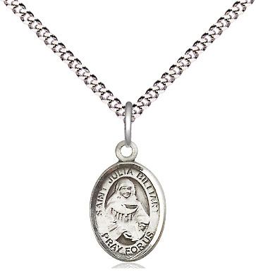 Sterling Silver Saint Julia Billiart Pendant on a 18 inch Light Rhodium Light Curb chain