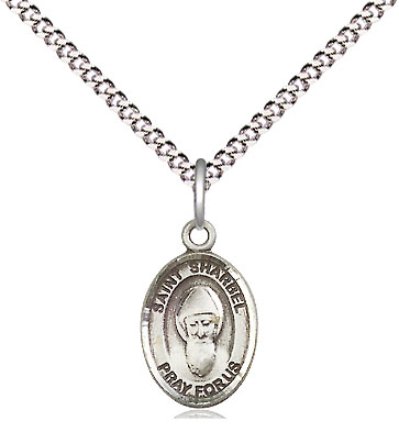 Sterling Silver Saint Sharbel Pendant on a 18 inch Light Rhodium Light Curb chain