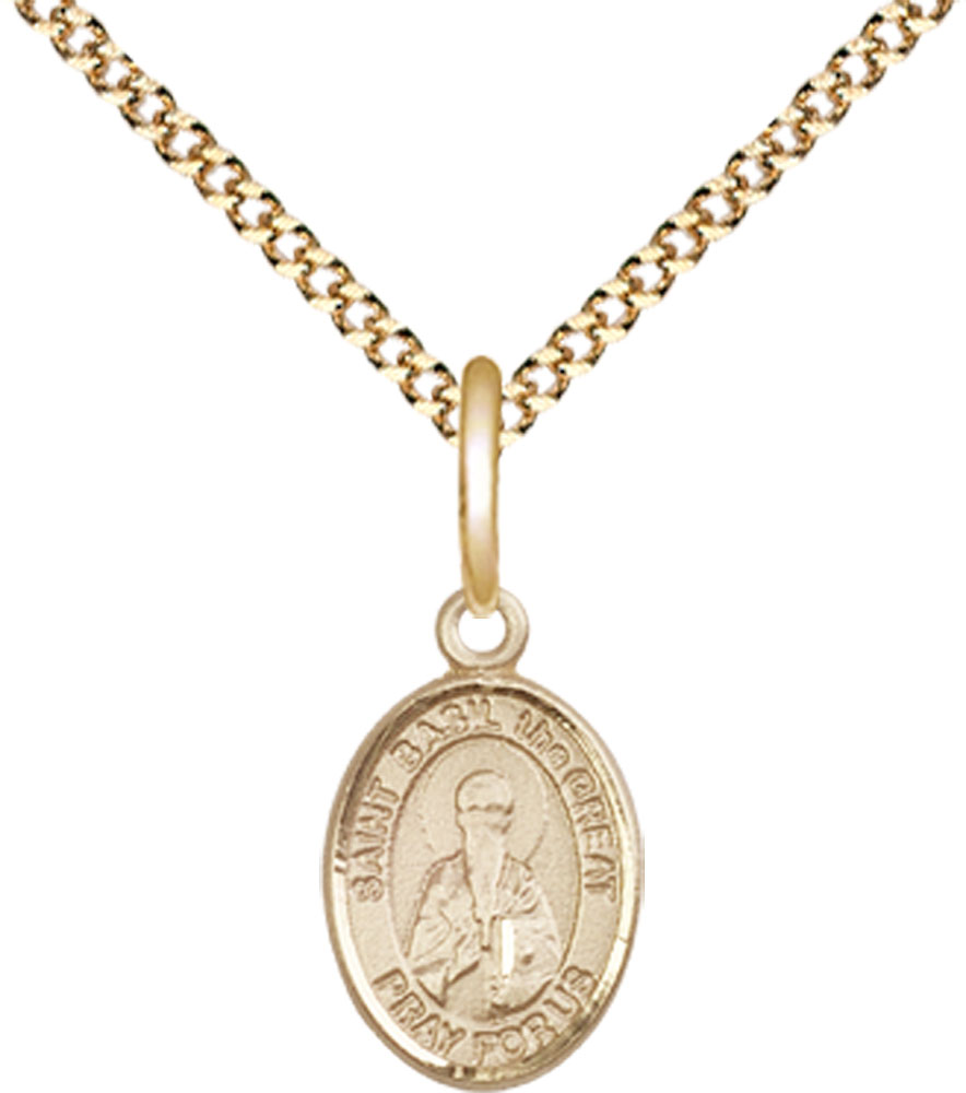 14kt Gold Filled Saint Basil the Great Pendant on a 18 inch Gold Plate Light Curb chain
