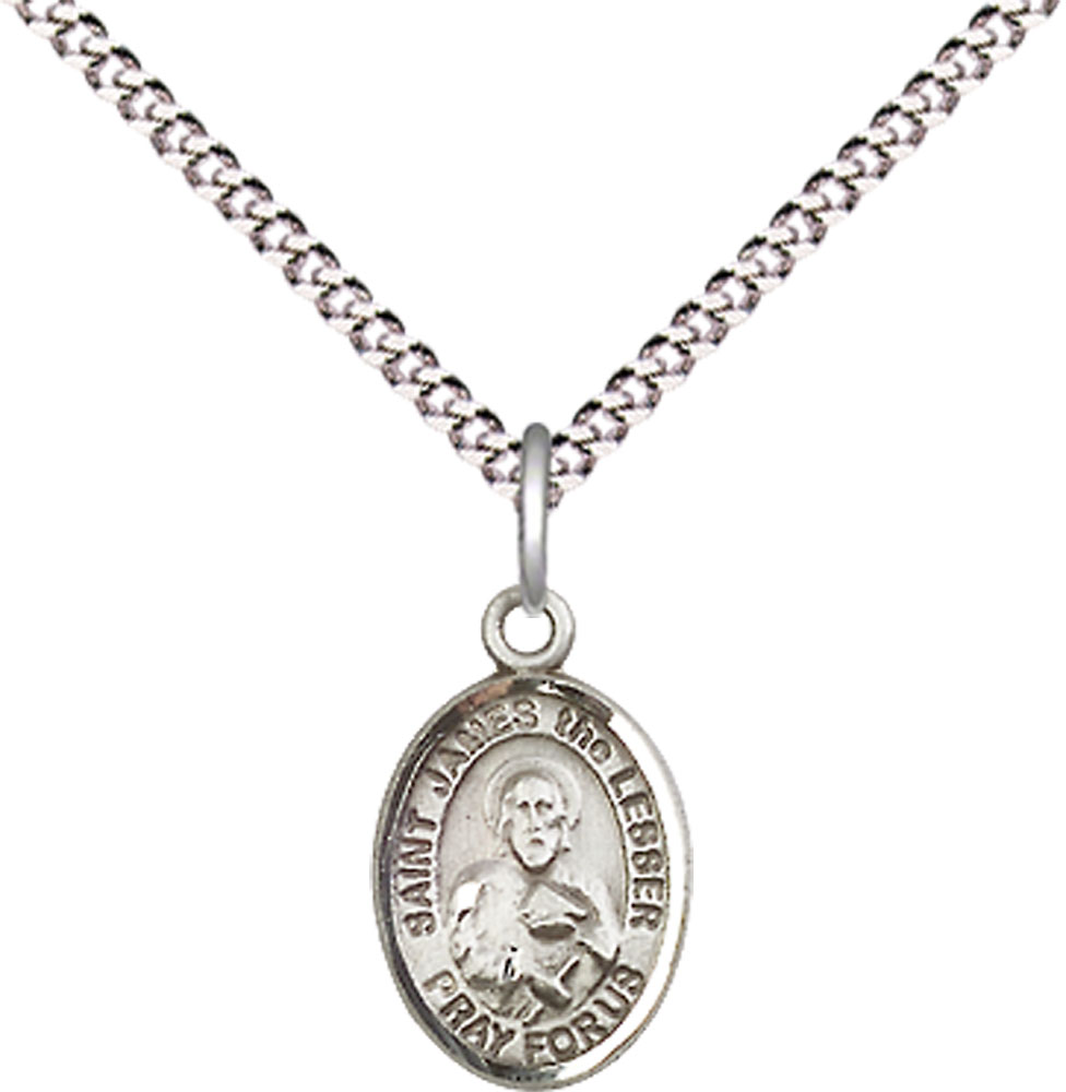 Sterling Silver Saint James the Lesser Pendant on a 18 inch Light Rhodium Light Curb chain