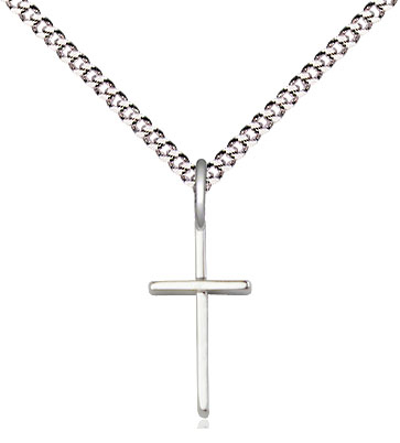 Sterling Silver Cross Pendant on a 18 inch Light Rhodium Light Curb chain