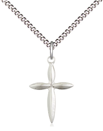 Sterling Silver Cross Pendant on a 18 inch Light Rhodium Light Curb chain