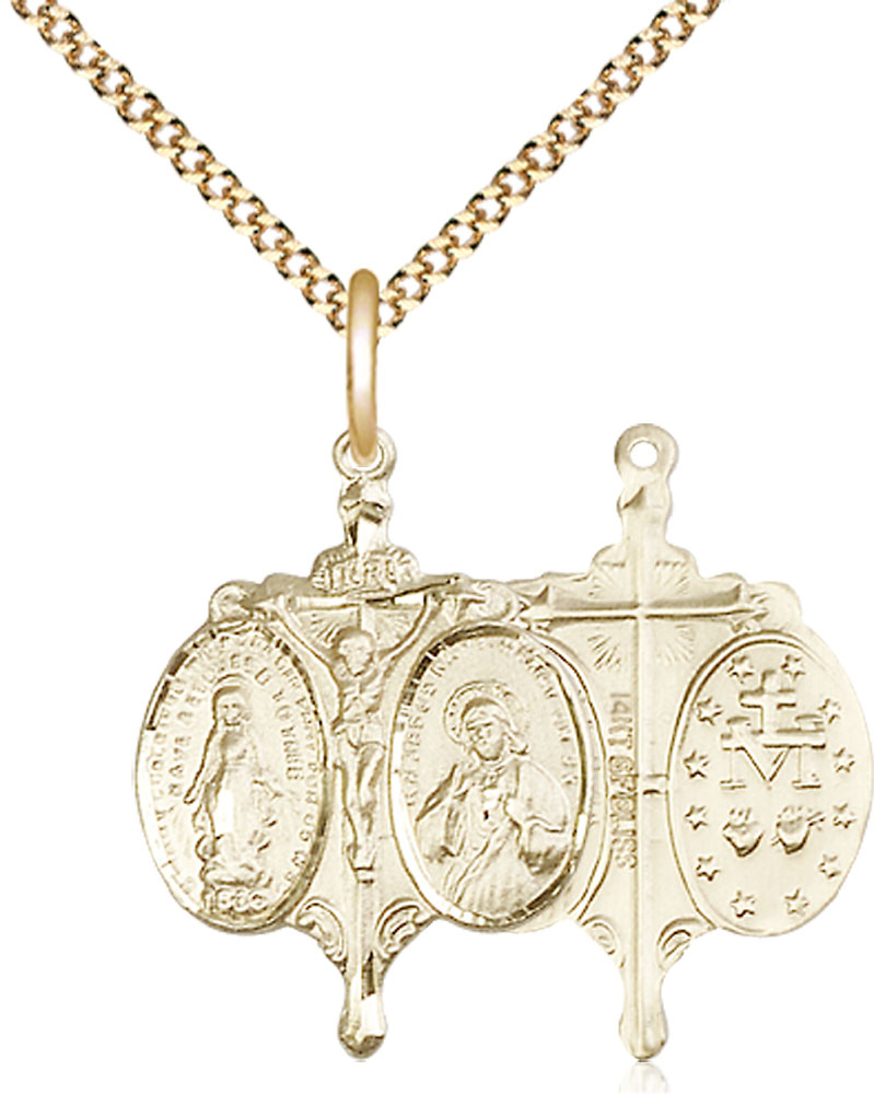 14kt Gold Filled Novena Pendant on a 18 inch Gold Plate Light Curb chain