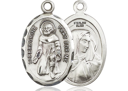 Sterling Silver Saint Peregrine Medal - With Box