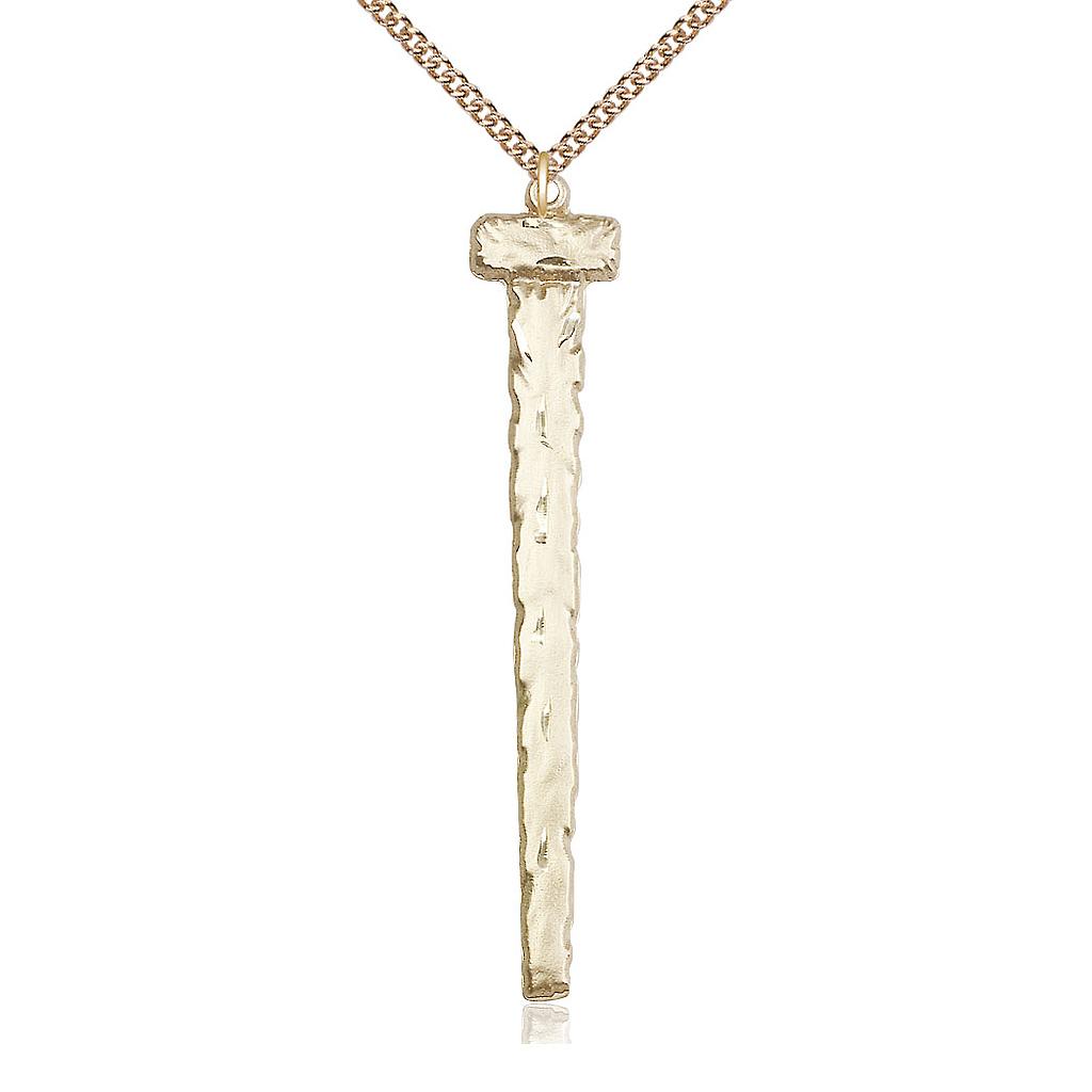 14kt Gold Filled Nail Pendant on a 24 inch Gold Filled Heavy Curb chain