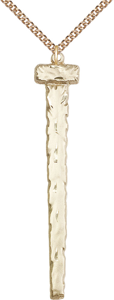 14kt Gold Filled Nail Pendant on a 24 inch Gold Filled Heavy Curb chain