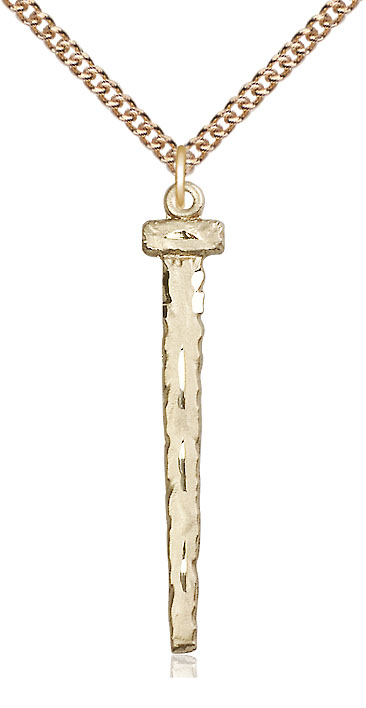 14kt Gold Filled Nail Pendant on a 24 inch Gold Filled Heavy Curb chain