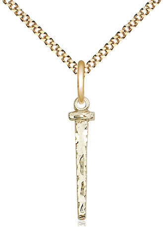 14kt Gold Filled Nail Pendant on a 18 inch Gold Plate Light Curb chain