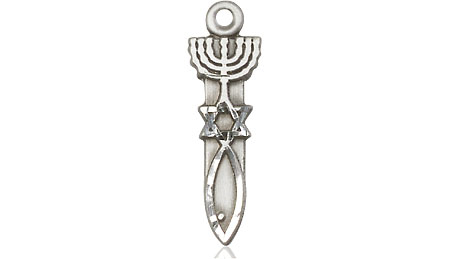 Sterling Silver Menorah Star Fish Medal