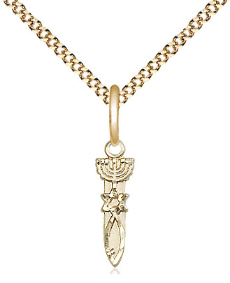 14kt Gold Filled Menorah Star Fish Pendant on a 18 inch Gold Plate Light Curb chain