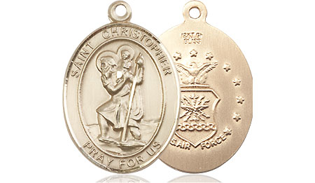 14kt Gold Filled Saint Christopher Air Force Medal