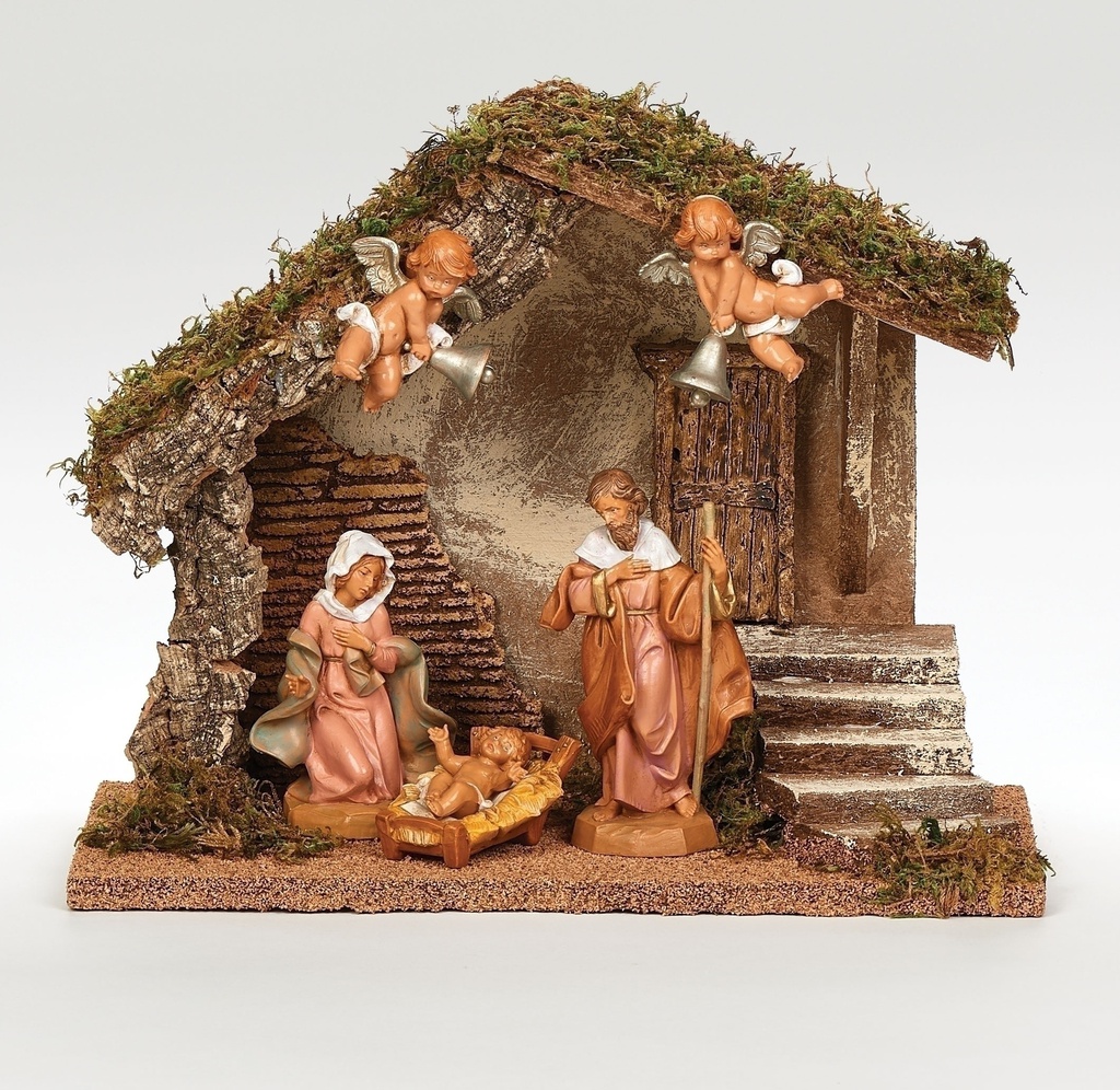 5" Scale 5 Figure Wedding Creche USB LED Stable - Christmas