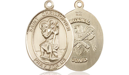 14kt Gold Filled Saint Christopher National Guard Medal